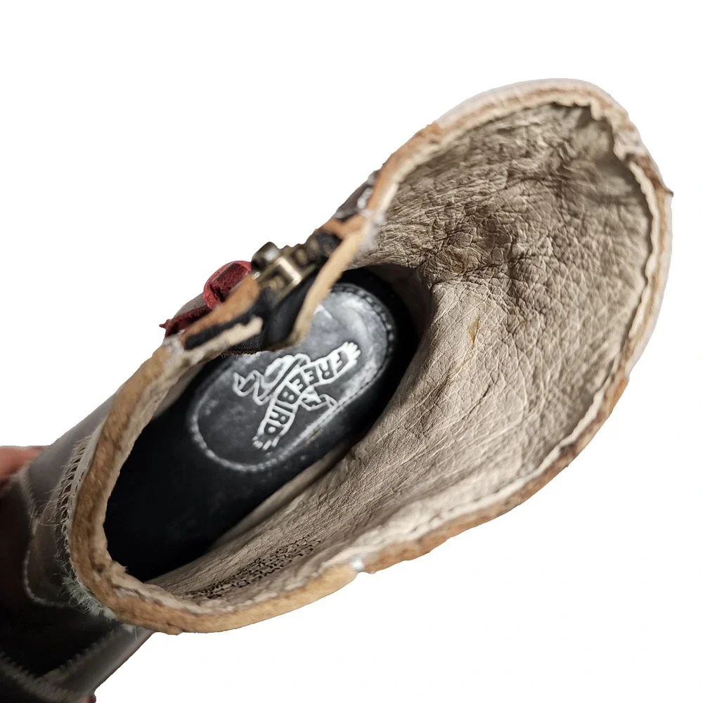 Freebird Flower Ankle Boot Leather Made In Mexico Stitch Detail Block Heel - Picture 8 of 11